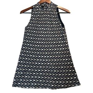 Lafayette 148 Silk Sleeveless Geometric Pattern Blouse Size Small